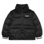 سترة منفوخة بشعار أسود, 1, hi-res