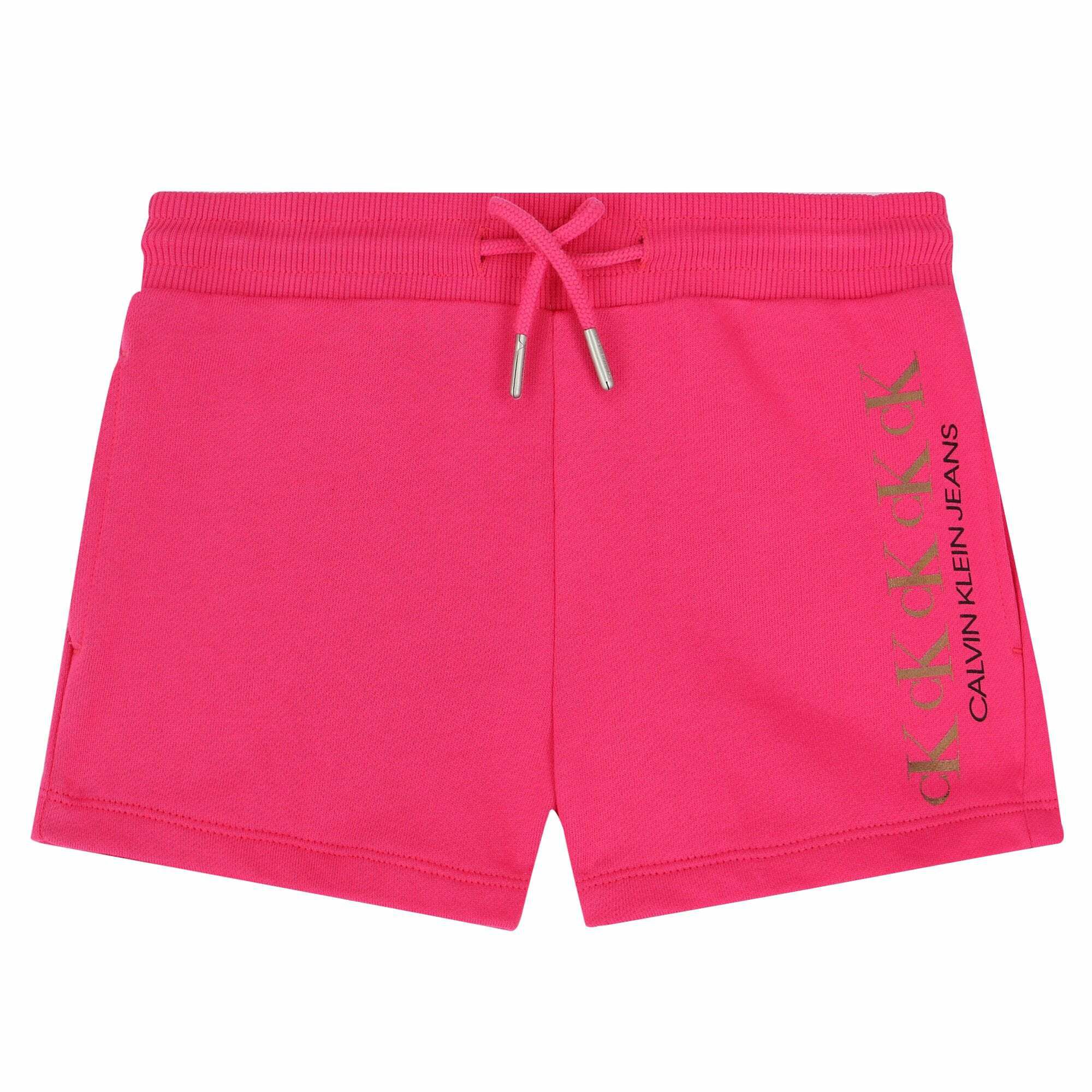 Calvin Klein Girls Pink Logo Shorts Junior Couture QA