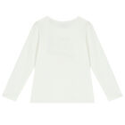 Girls Ivory Logo Long Sleeve Top, 2, hi-res