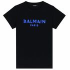 Girls Black Sequin Logo T-Shirt, 2, hi-res