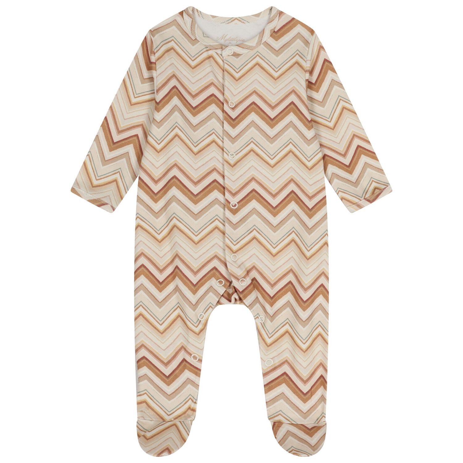 Beige & Brown Zig Zag Babygrow Set, 1, hi-res