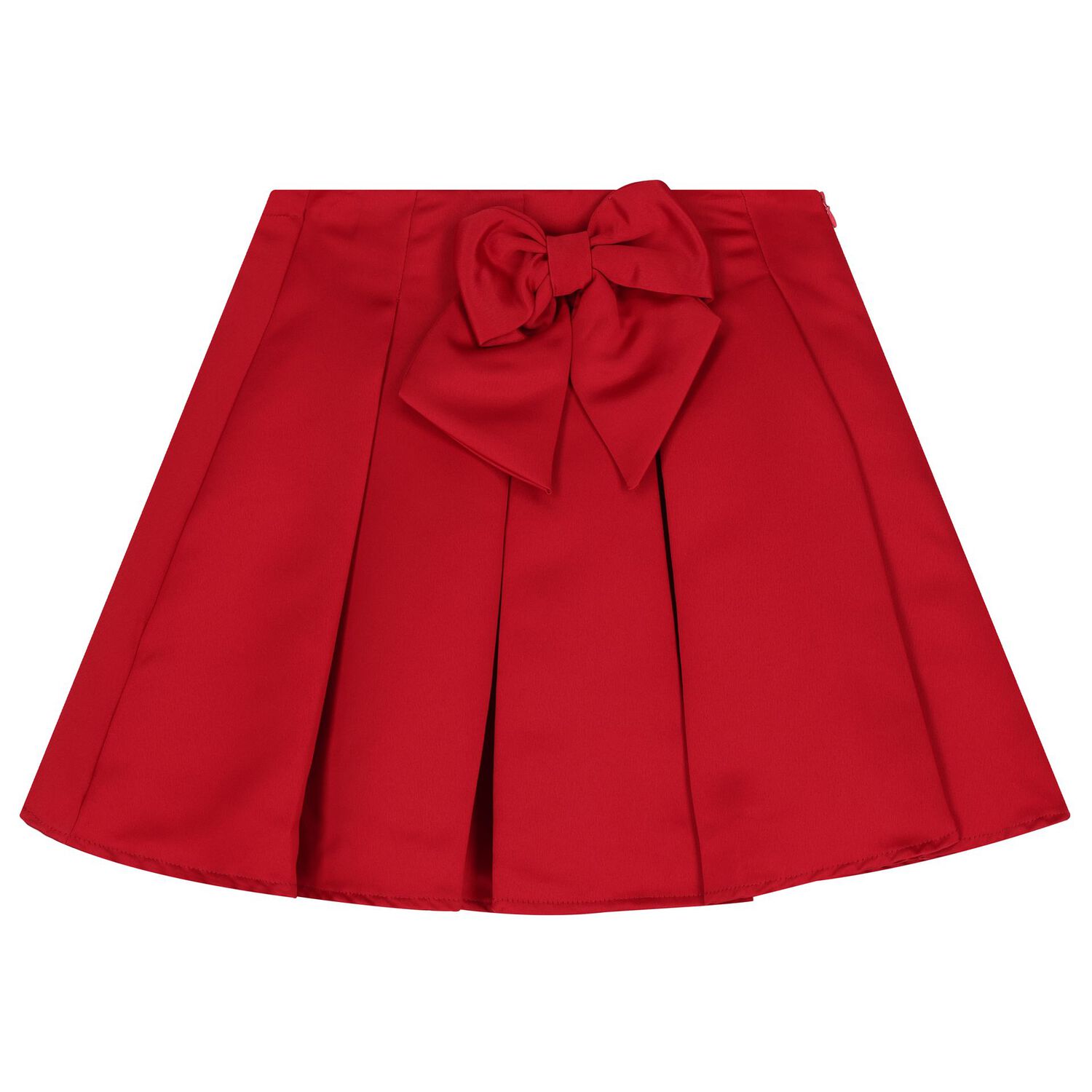 Girls Red & White Bow Pleated Skirt, 1, hi-res