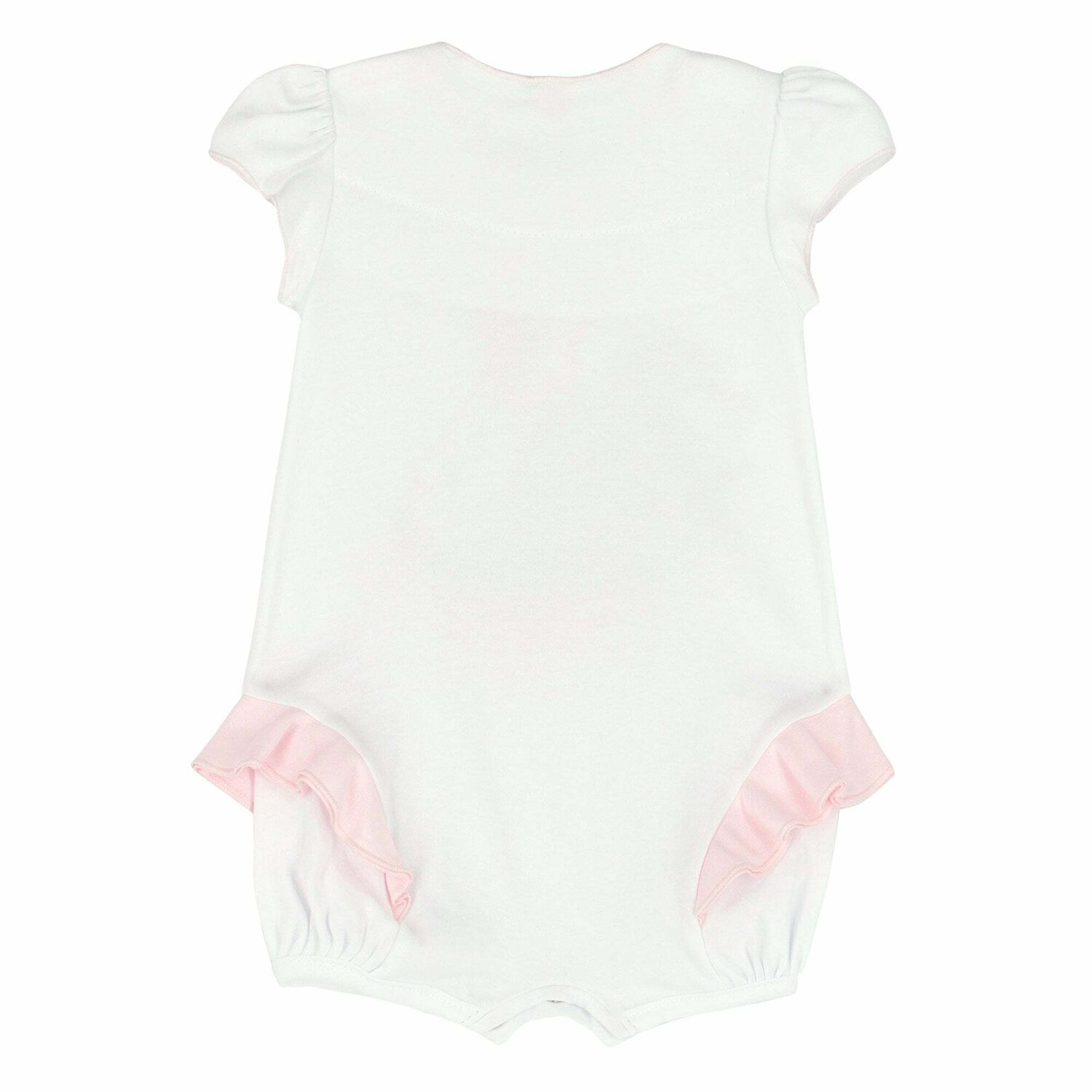 Baby Girls White & Pink Romper, 1, hi-res