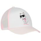 Girls White & Pink Choupette Cap, 1, hi-res