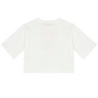 تيشيرت بالشعار باللون العاجي للبنات , 1, hi-res