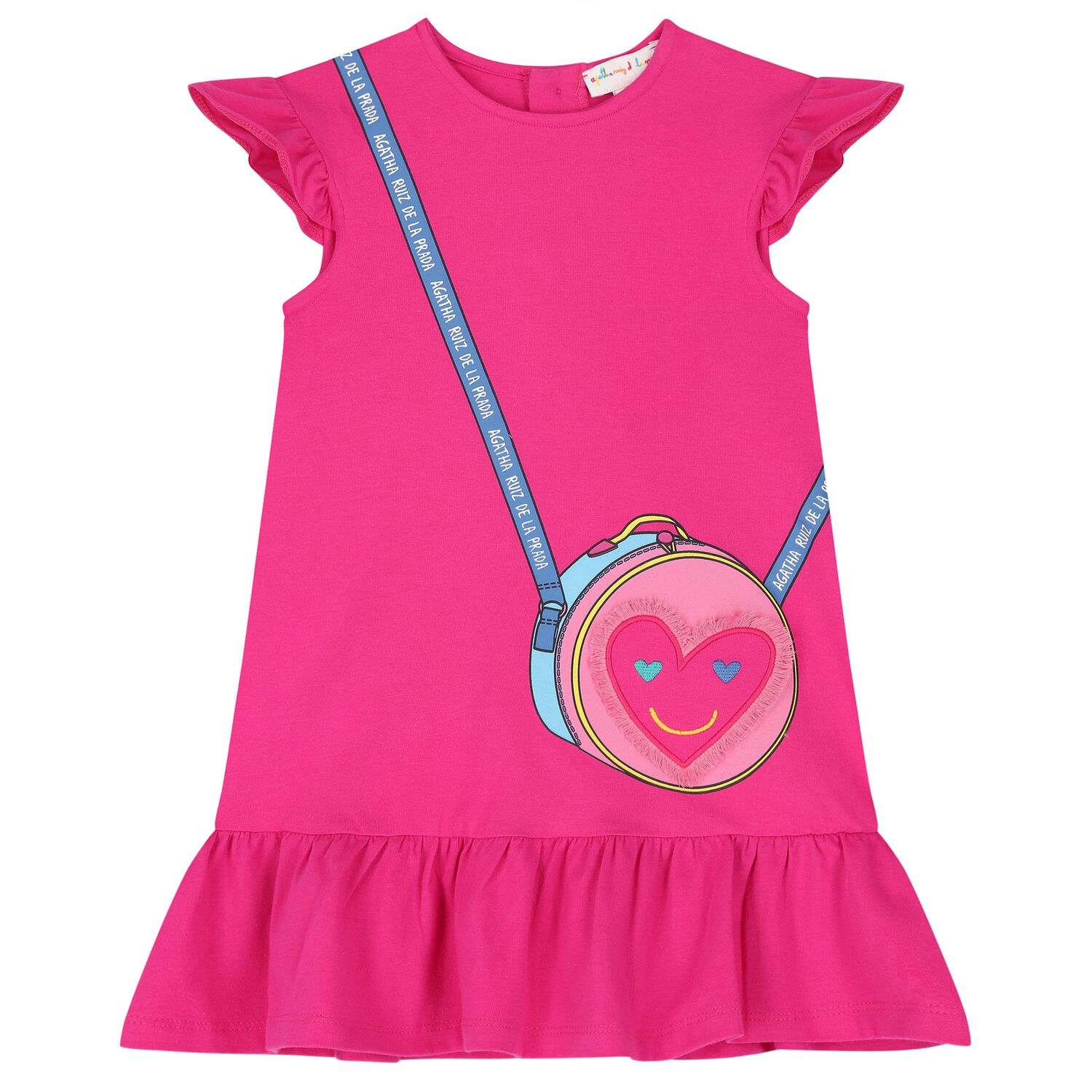 فستان بنات بشعار الحقيبة باللون الوردي, 1, hi-res