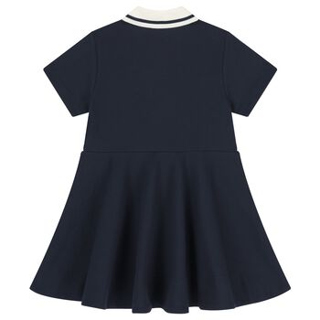 Girls Navy Blue Logo Polo Dress