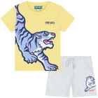 Younger Boys Yellow & Grey Logo Short Set, 1, hi-res
