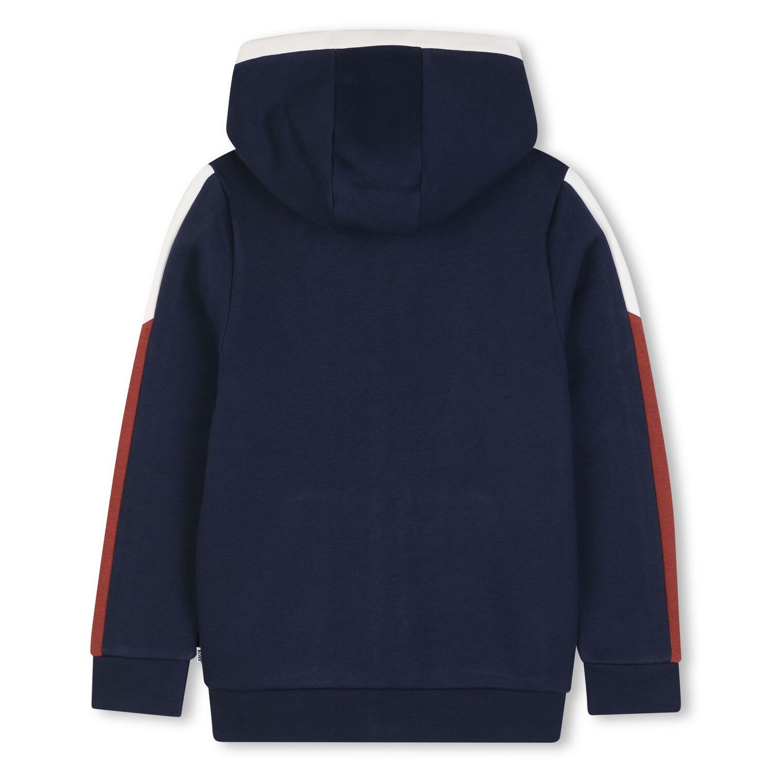 Boys Navy Blue Logo Hooded Zip Up Top, 4, hi-res