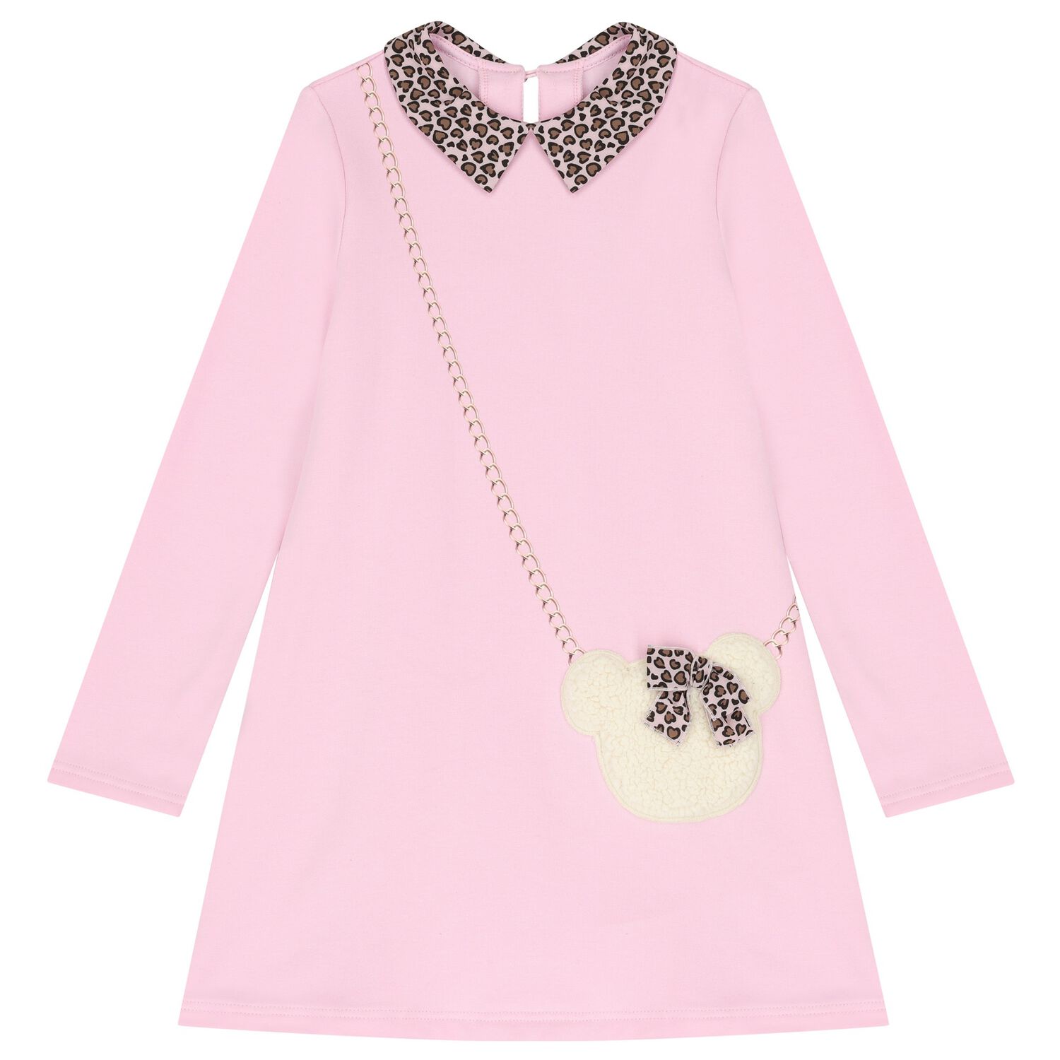 فستان بنات بطبعة حقيبة باللون الوردي, 1, hi-res