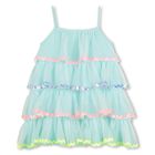 Girls Blue Embellished Tiered Tulle Dress, 1, hi-res