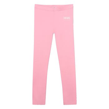 Girls Pink Logo Leggings