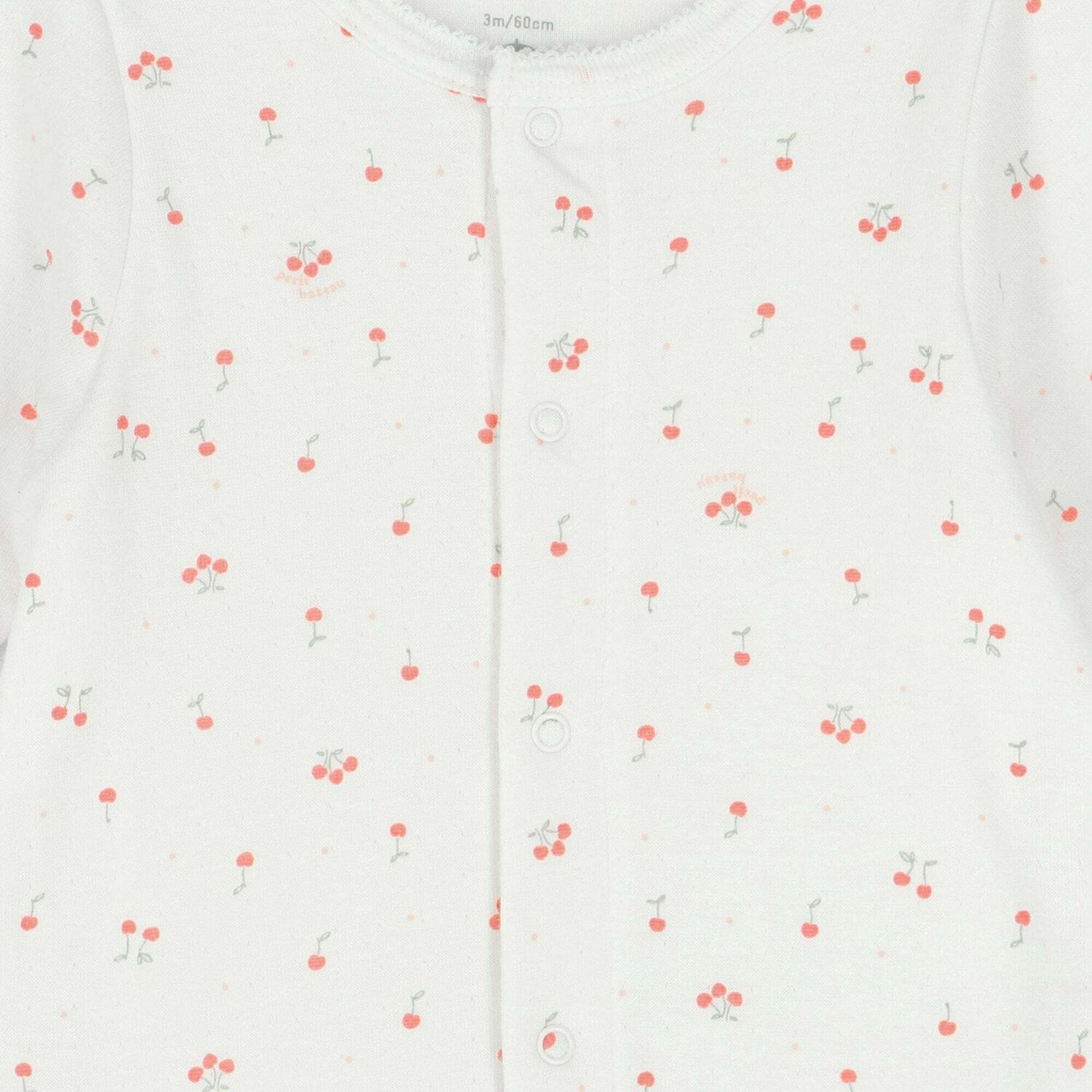 Baby Girls White & Pink Cherry Babygrow, 1, hi-res