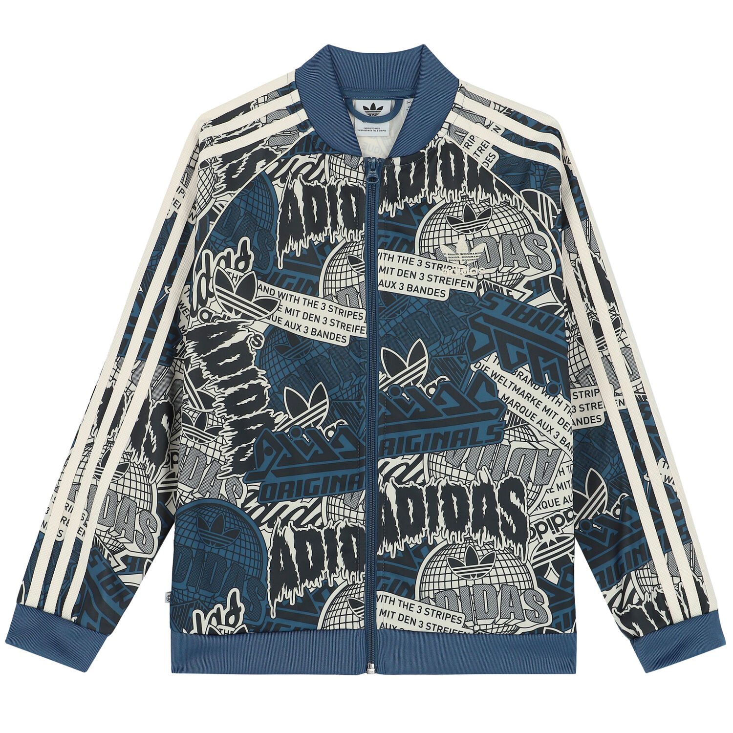 Blue Graphic Logo Zip-Up Top, 1, hi-res image number null