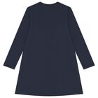Girls Navy Blue Swirl Dress, 2, hi-res