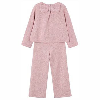 Girls Pink Knitted Trouser Set