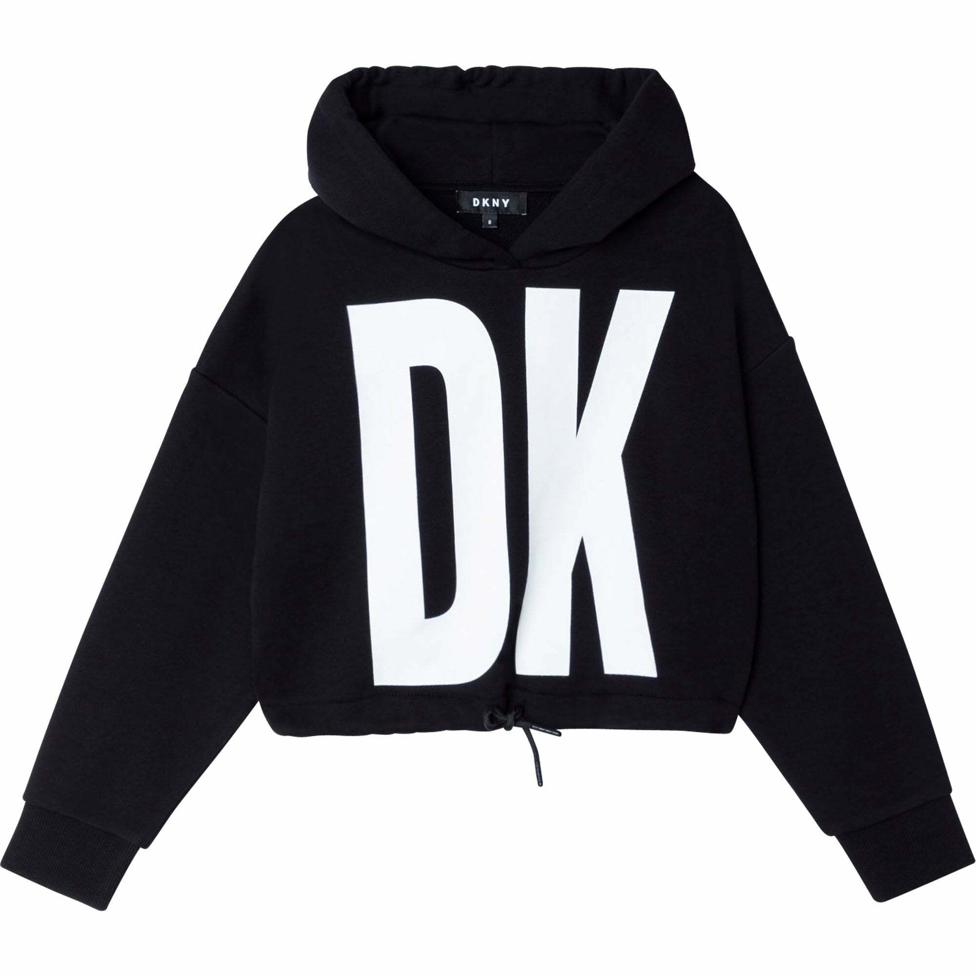 DKNY Girls Black Mini Me Logo Hoodie Junior Couture QA