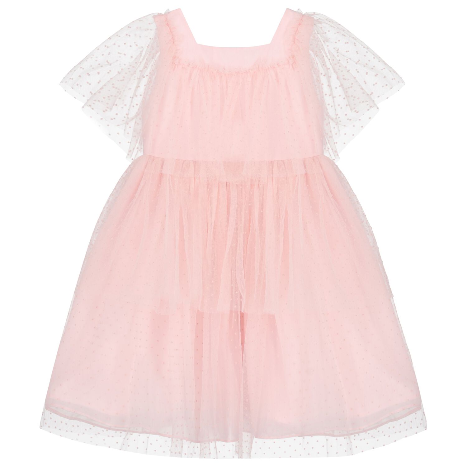Girls Pink Tulle & Chiffon Dress, 2, hi-res image number null