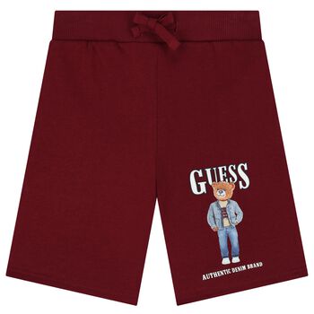 Boys Red Teddy Bear Logo Shorts