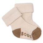 Baby Boys Beige & Black Logo Socks ( 3-Pack ) , 1, hi-res