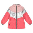 Girls Pink Reversible Hooded Coat, 1, hi-res