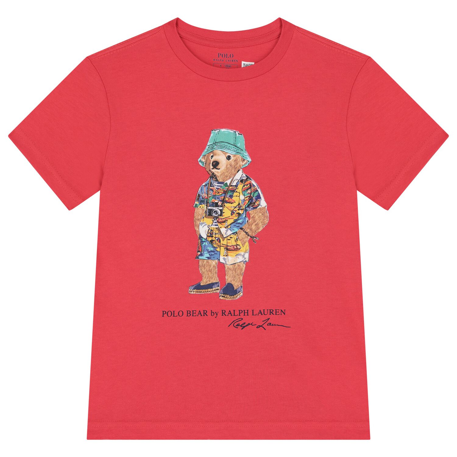 Boys Red Polo Bear Crew Neck T-Shirt, 1, hi-res