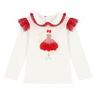 Girls White & Red Tulle Skirt Set, 1, hi-res