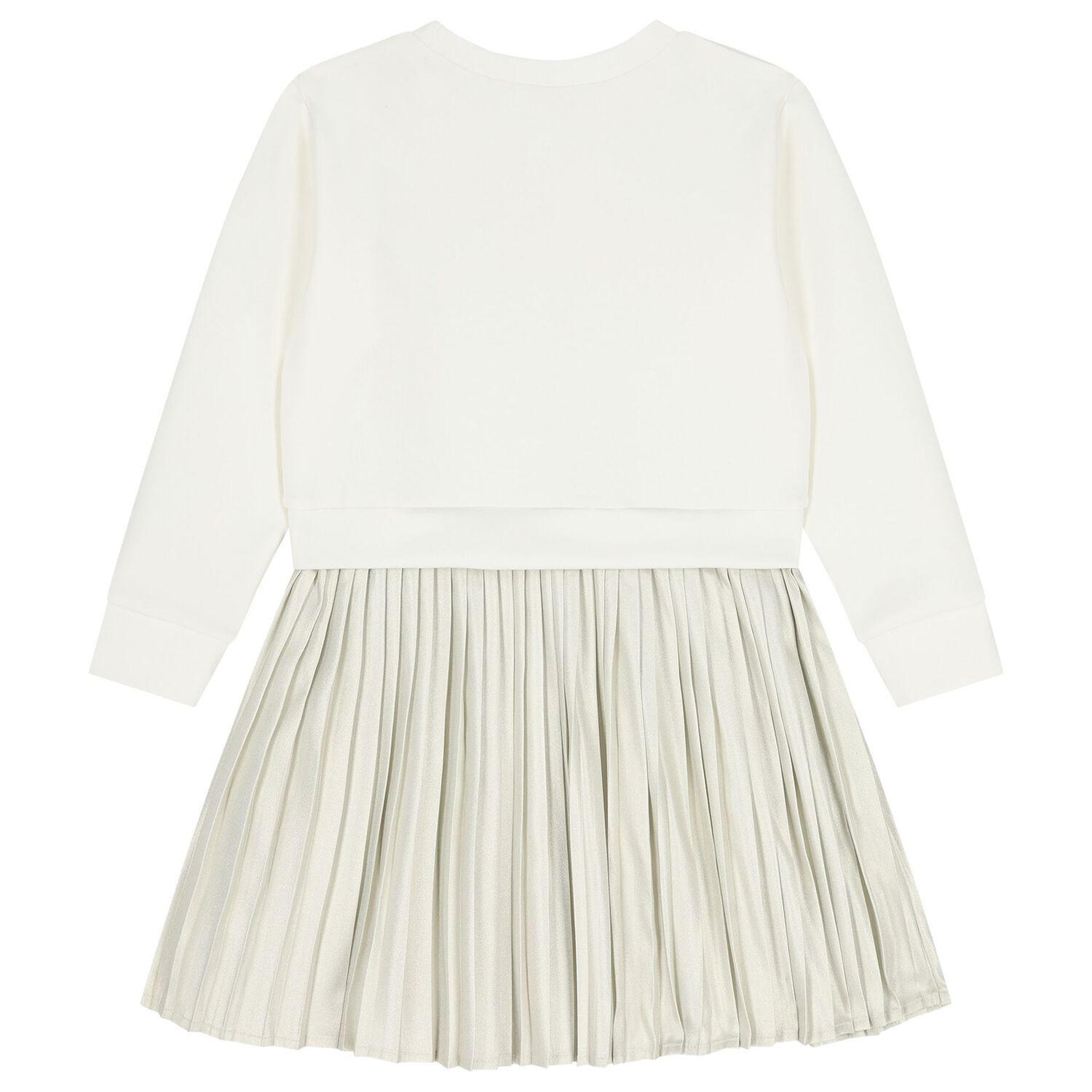 Girls Ivory & Gold Pleated Dress, 1, hi-res image number null