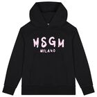 Girls Black & Pink Logo Hooded Top, 7, hi-res