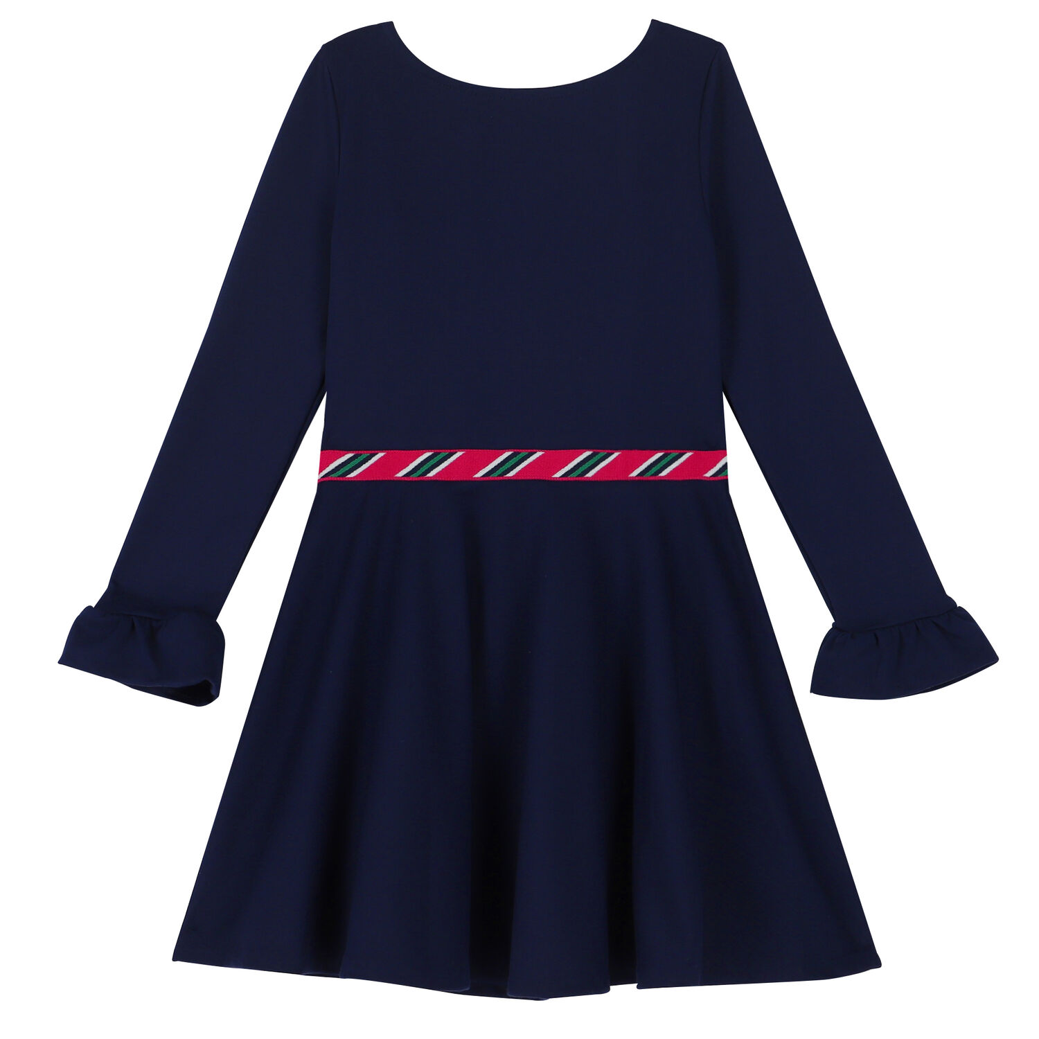 Girls Navy Long Sleeve Dress, 2, hi-res