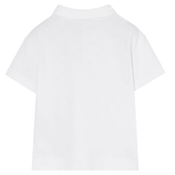 قميص بولو بالشعار باللون الابيض للأطفال الرضع