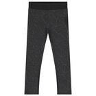 Girls Black Logo Leggings, 1, hi-res