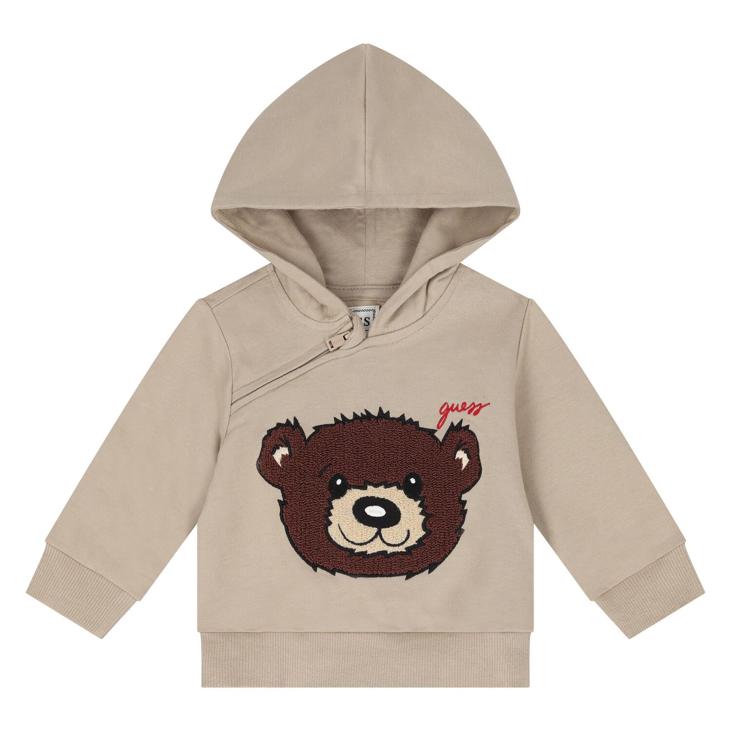 Baby Boys Beige Cotton Bear Tracksuit, 1, hi-res