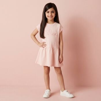 Younger Girls Pink Logo Dress