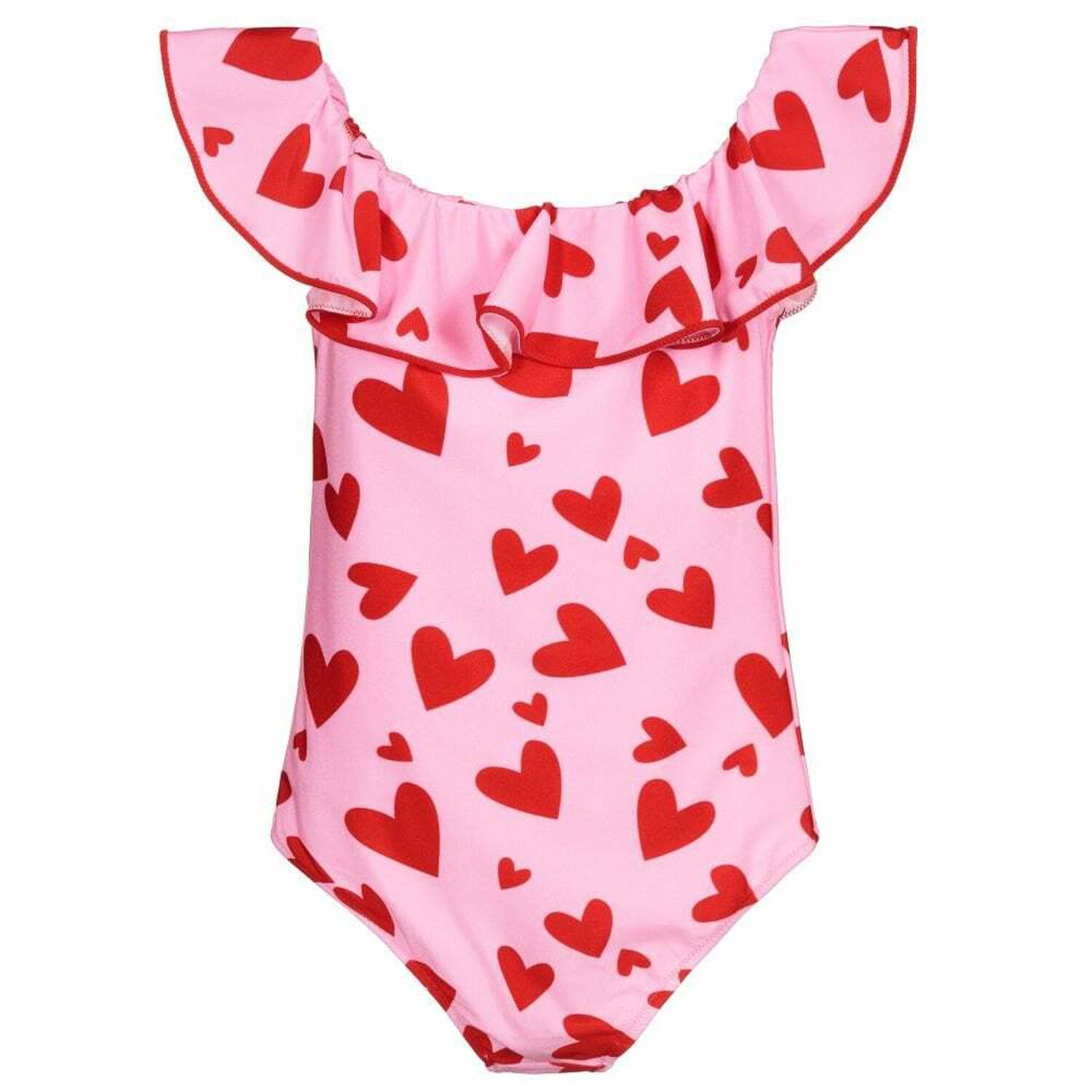 Nessi Byrd Girls Pink & Red Heart Swimsuit