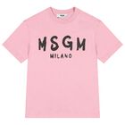 Girls Pink & Black Logo T-Shirt, 5, hi-res