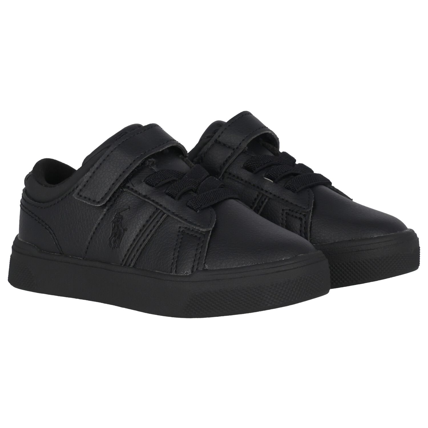 Boys Black Logo Trainers, 1, hi-res