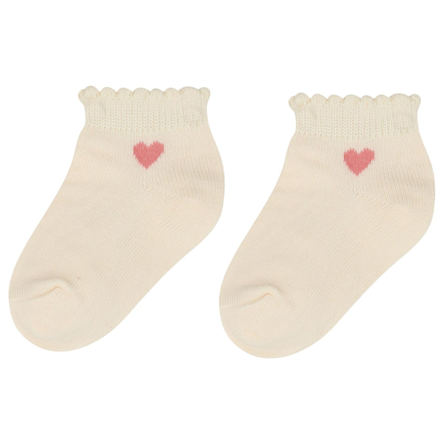 Younger Girls Ivory & Pink Socks ( 3 Pack ) , 2, hi-res