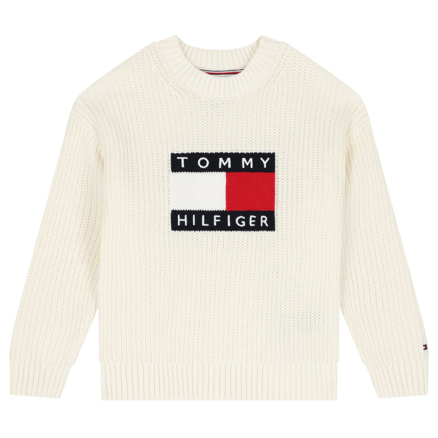 Boys Ivory Logo Knitted Sweater, 2, hi-res