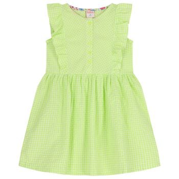 Girls Green & White Gingham Dress