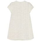 Girls Ivory Bow Tweed Dress, 1, hi-res