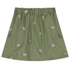 Girls Green Floral Skirt, 1, hi-res
