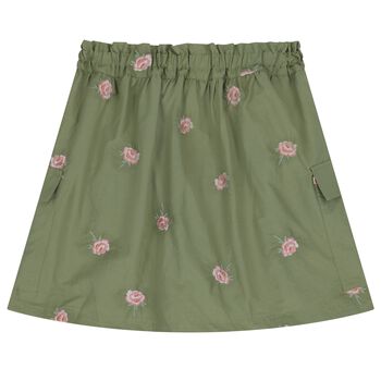 Girls Green Floral Skirt