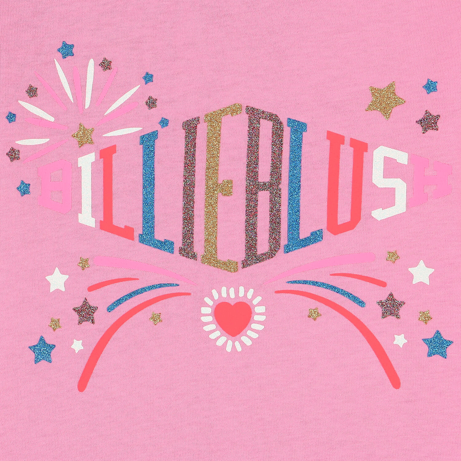 توب باكمام بالشعار باللون الوردى للبنات, 1, hi-res