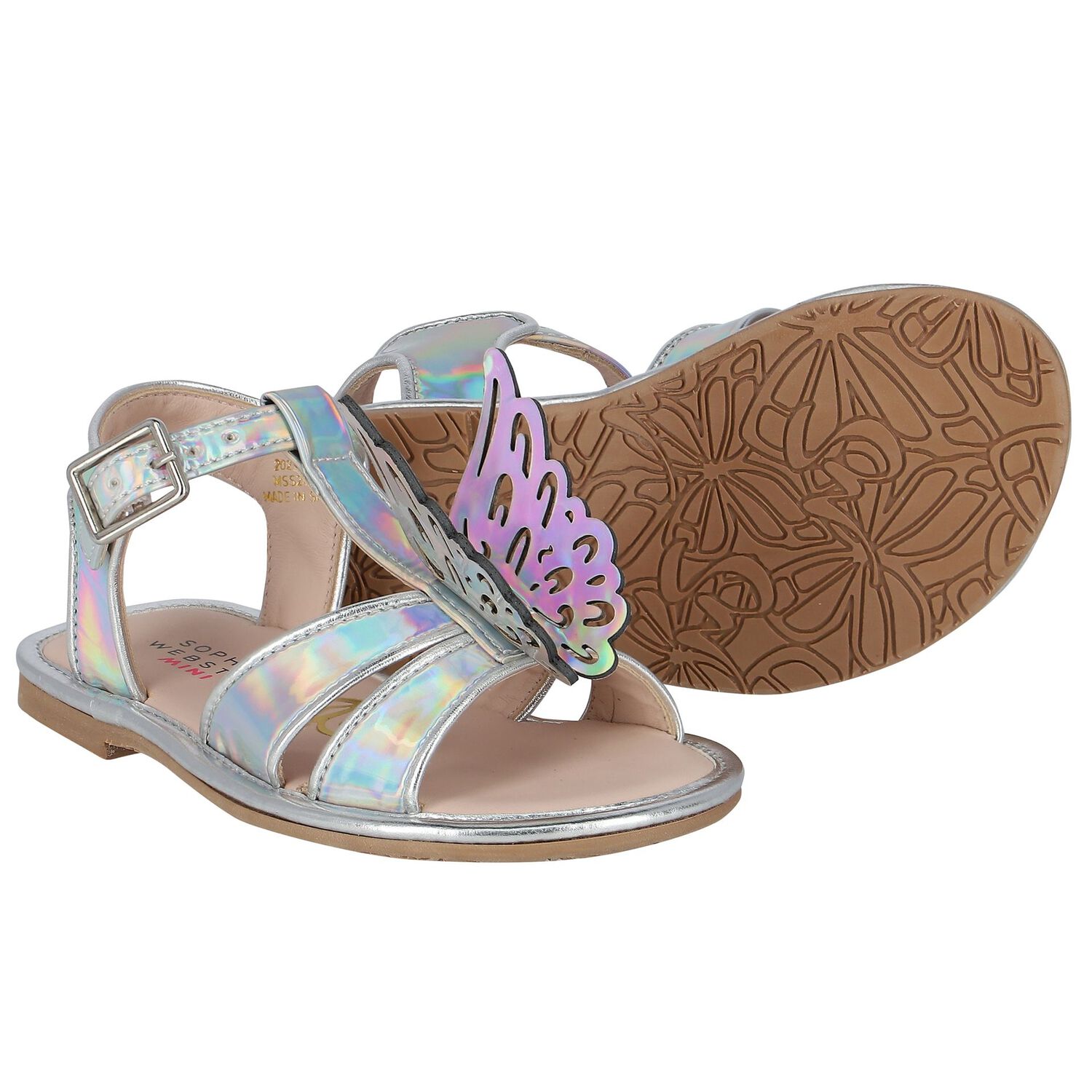 Younger Girls Iridescent Butterfly Sandals, 1, hi-res