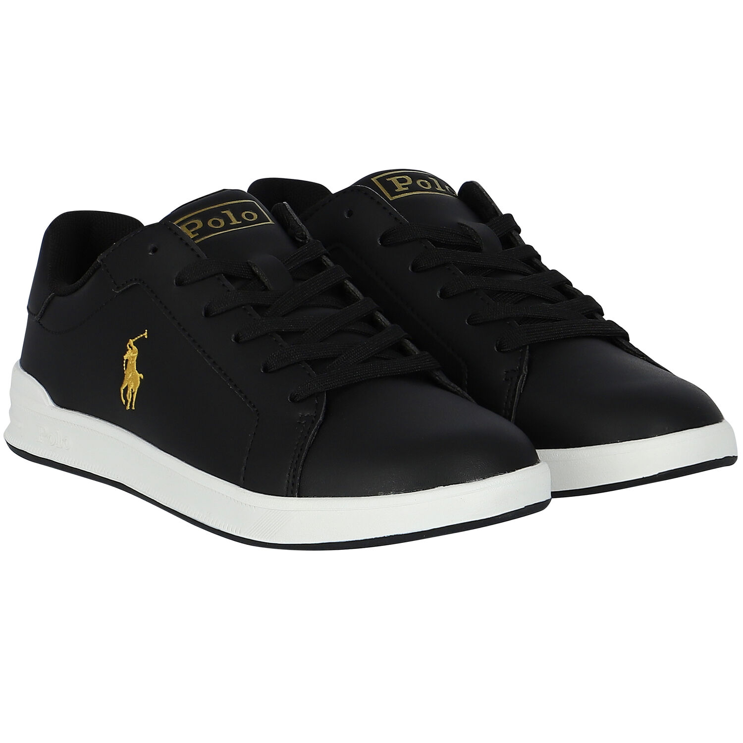 Boys Black Logo Trainers, 1, hi-res