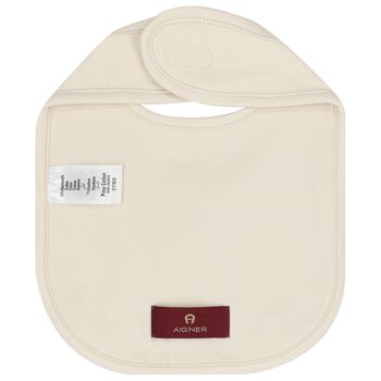 Beige Logo Baby Bib
