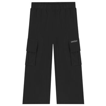 Girls Black Logo Trousers