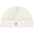 طقم هدايا ملابس أطفال وقبعة بشعار باللون العاجي والذهبي, 1, hi-res