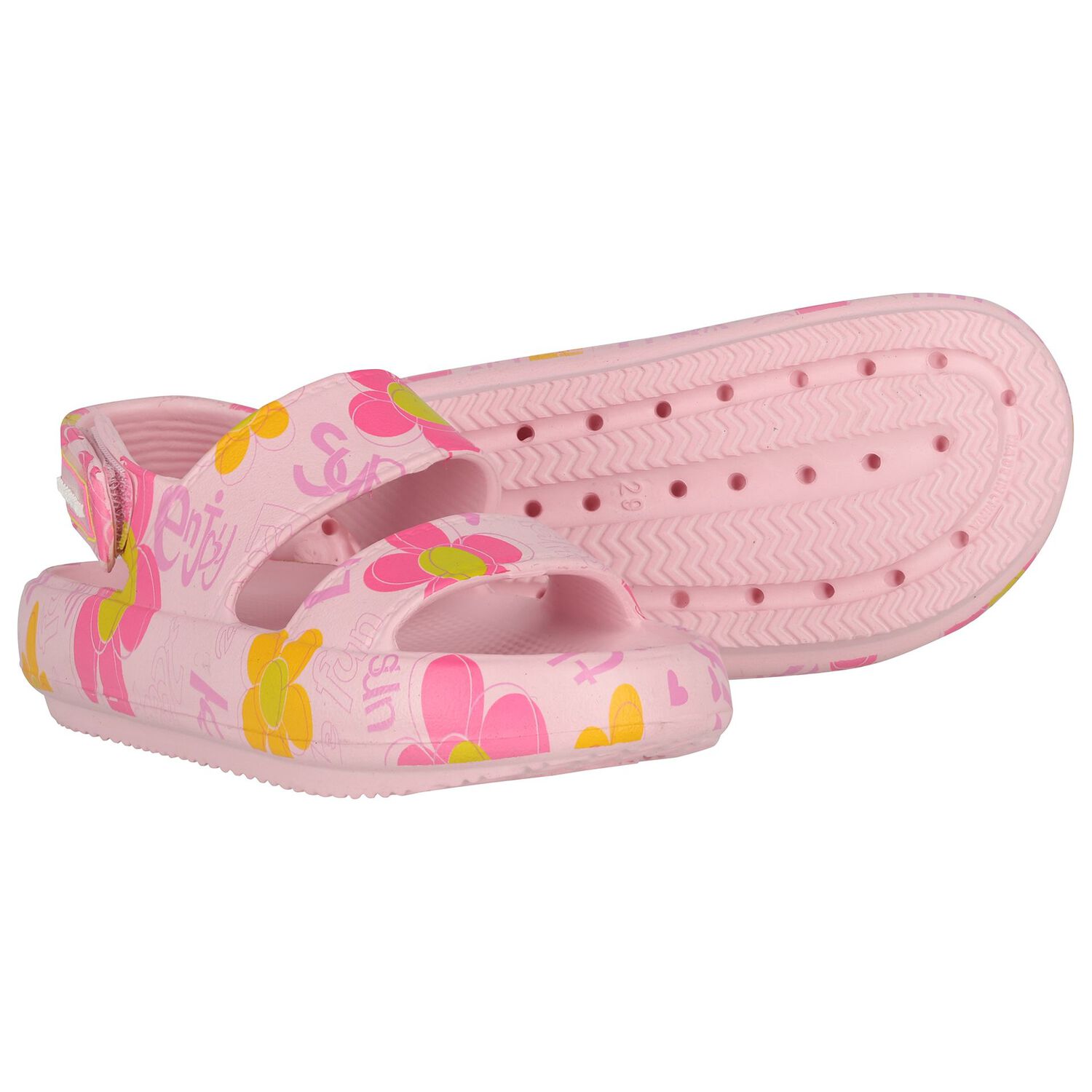 Girls Pink Floral Sandals, 1, hi-res